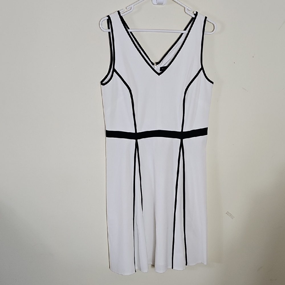 Spense White Dress with Black Accents